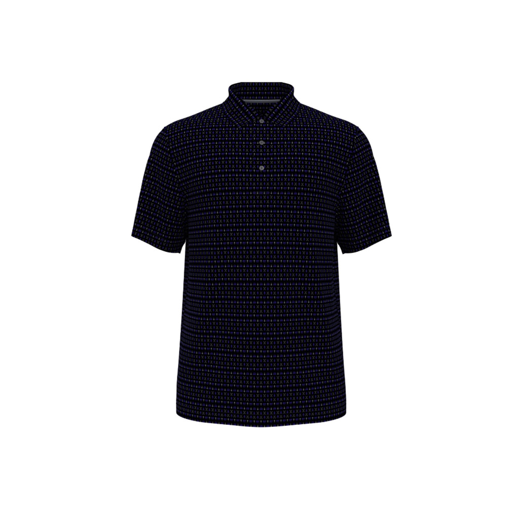 PGA Tour Big Boys Regimental Golf Print Polo Shirt Caviar Size XL